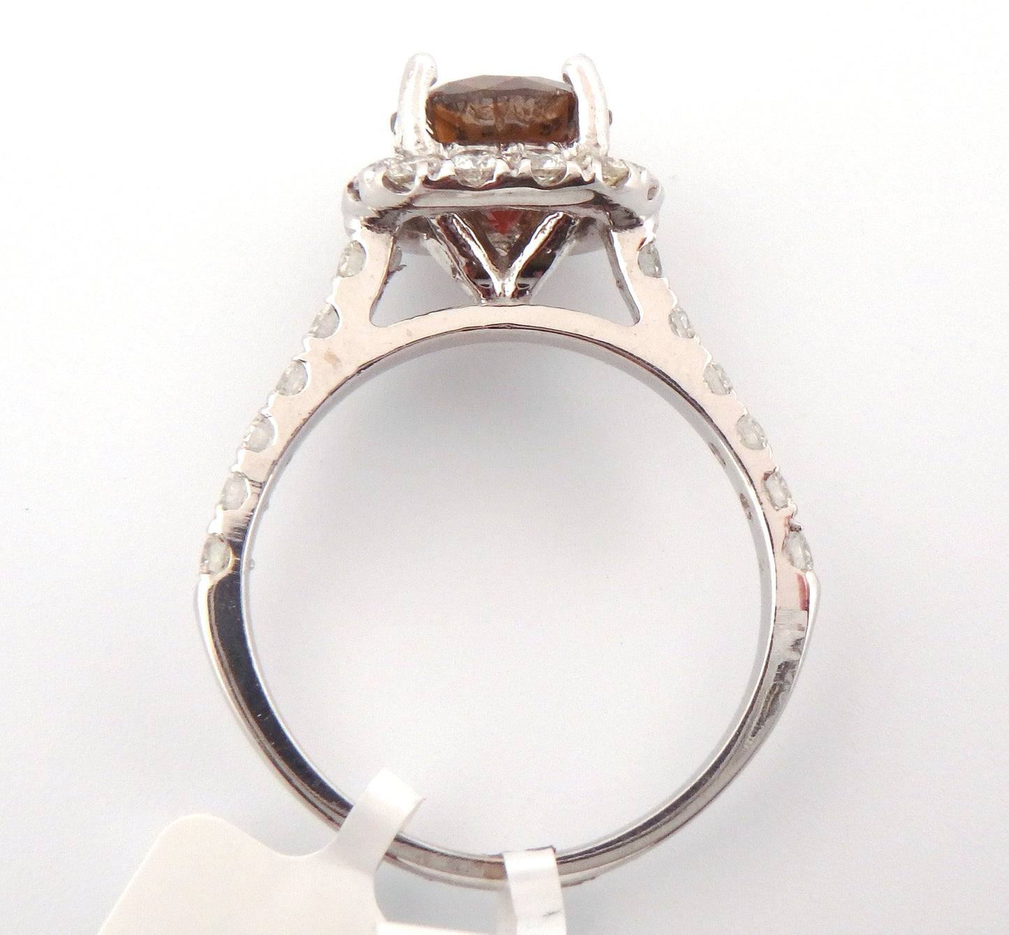 Chocolate and White Diamond Halo Engagement Ring