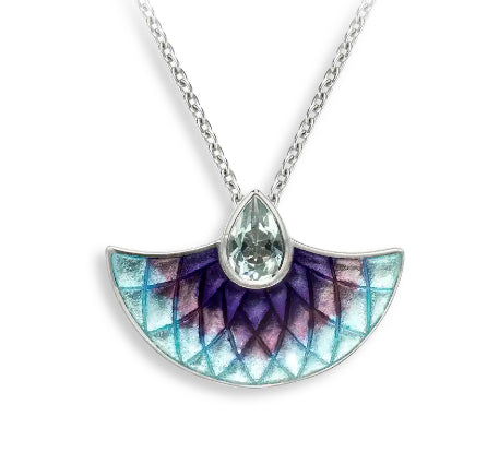 Art Deco Blue Topaz Enamel Necklace