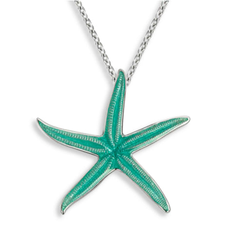 Starfish Teal Enamel Necklace