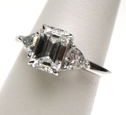 Lab Grown Emerald Cut Diamond with Trillion Cut Sides