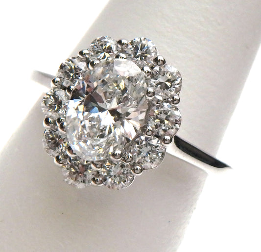 Lab Grown Oval Diamond Halo Engagement Ring