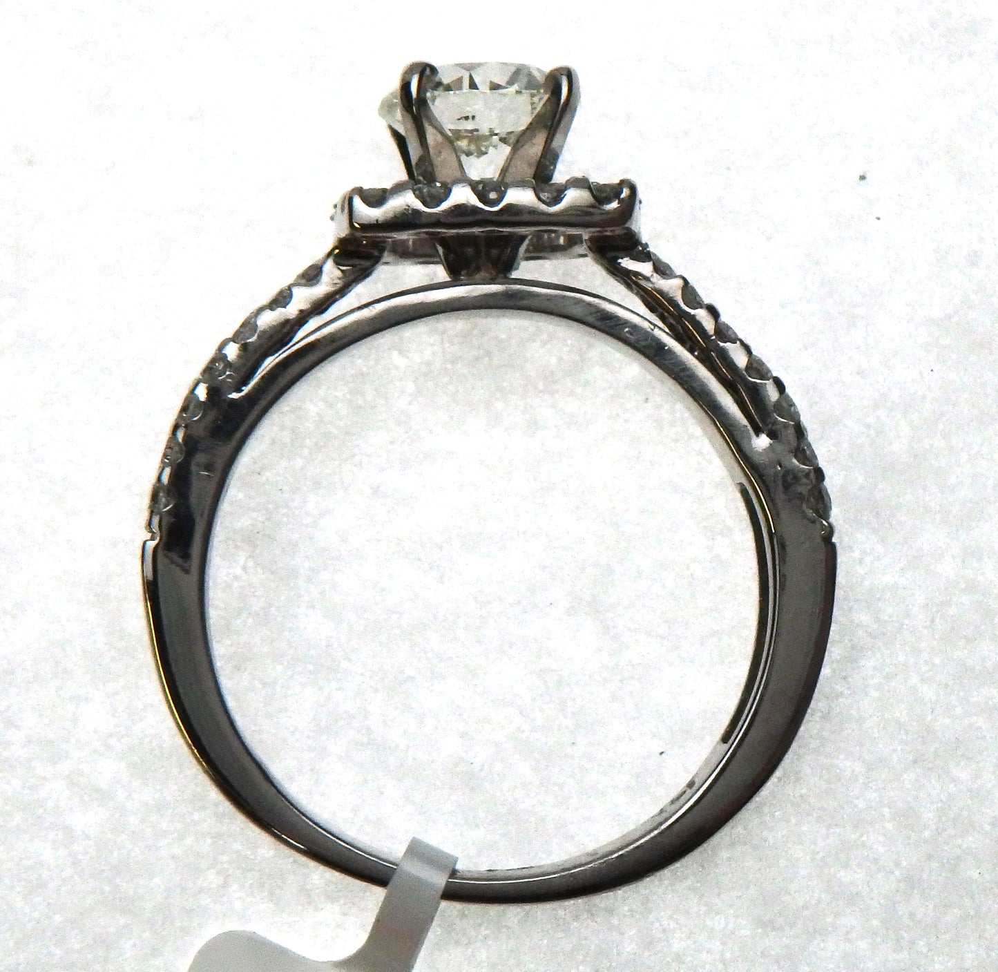 Round Diamond with Square Halo Engagement Ring