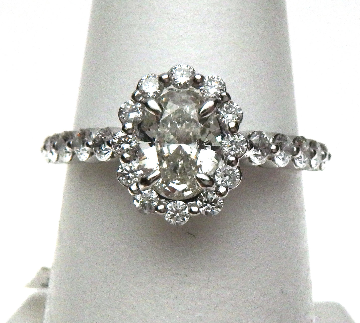 Oval Flush Halo Diamond Engagement Ring