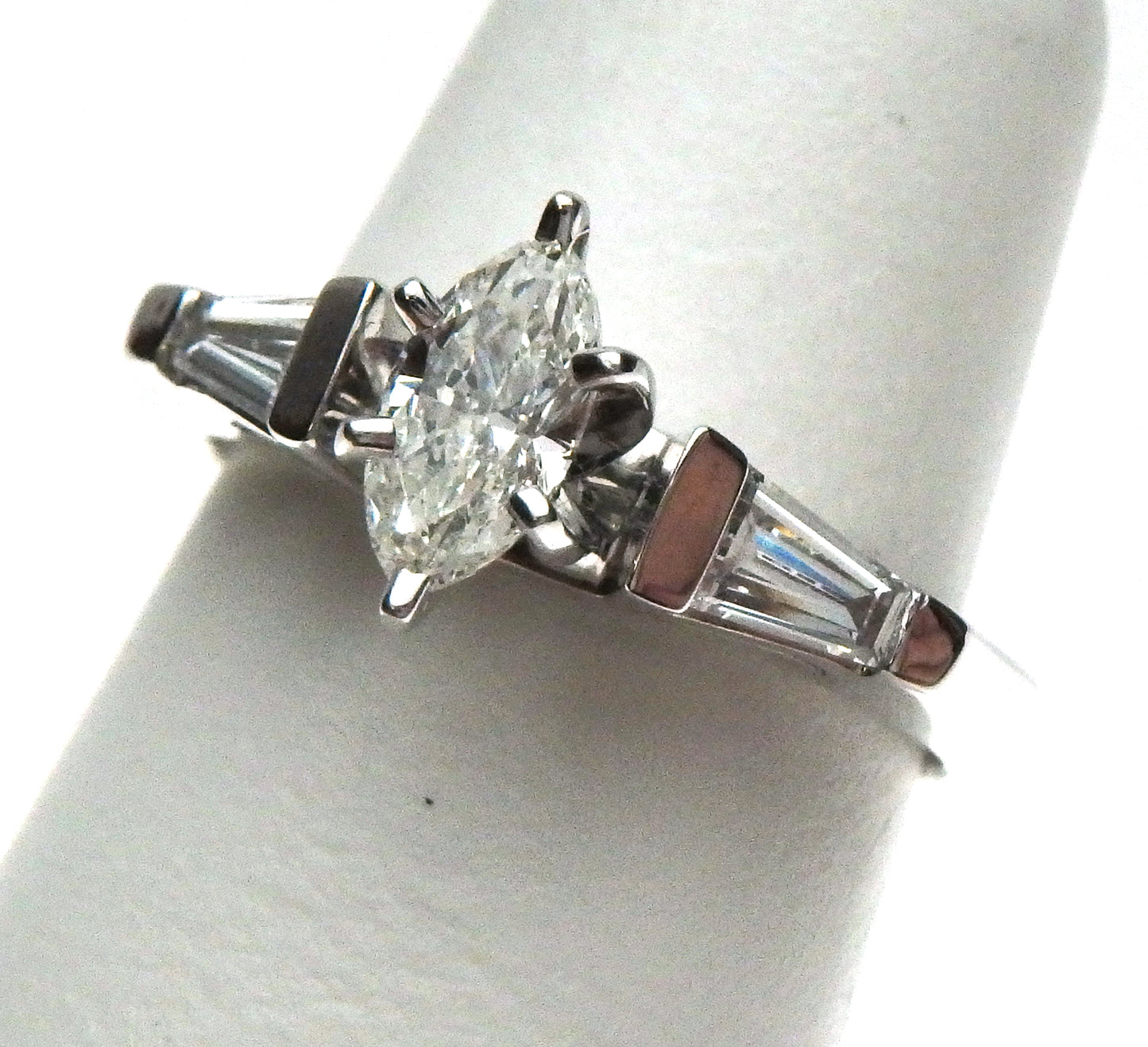 Marquise Diamond with Baguette Sides Engagement Ring