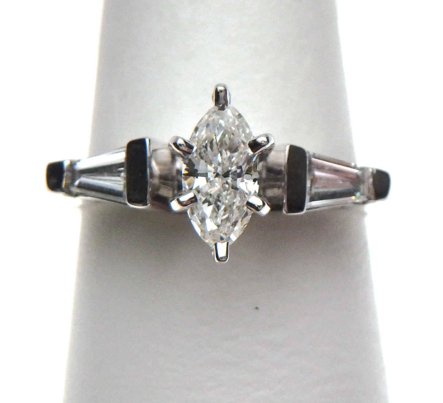 Marquise Diamond with Baguette Sides Engagement Ring