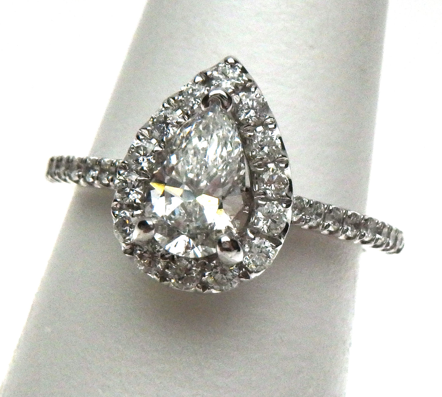 Pear Diamond Halo Engagement Ring