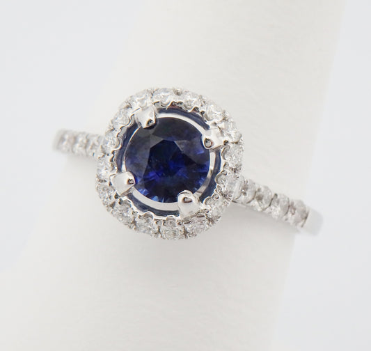 Sapphire with Diamond Halo Ring