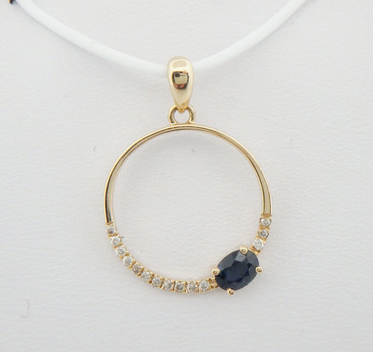 Sapphire and Diamond Circle Pendant