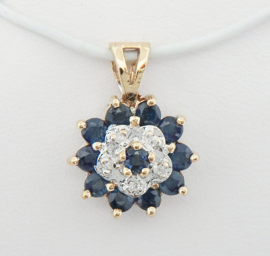 Reversible Sapphire and Diamond Cluster Pendant