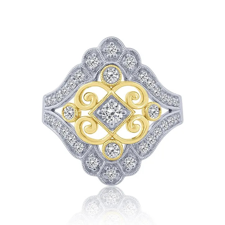 Vintage Style Scroll Diamond Ring