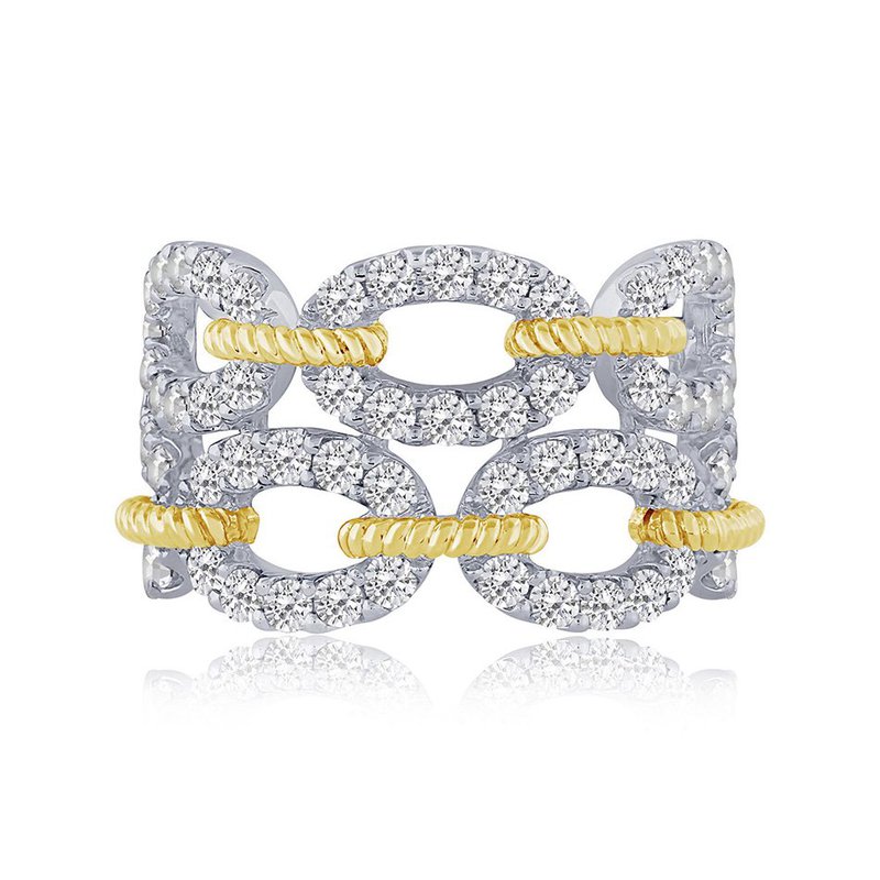 Double Row Diamond and Rope Chain Link Band